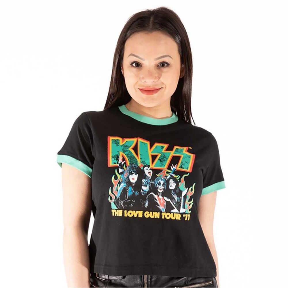 Kiss Womens/Ladies St Paddy�'s Ringer Crop Top / Black/Green